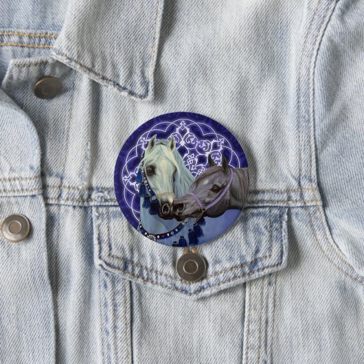 砂漠はアラビアの馬の円形ボタンを宝石で飾ります 缶バッジ (インサイチュ)