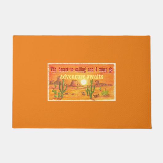 砂漠は夕日の景色を呼び出していカスタマイズる ドアマット (正面)