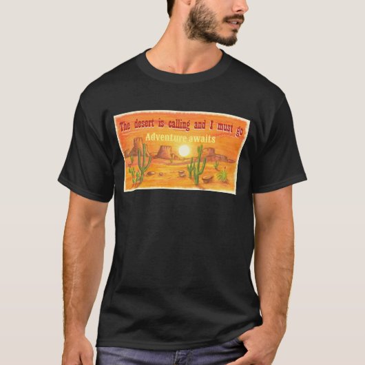 砂漠は夕日の景色を呼び出していカスタマイズる Tシャツ (正面)