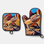 砂漠ひげ竜 鍋つかみ&鍋敷きセット (正面)