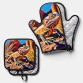 砂漠ひげ竜 鍋つかみ&鍋敷きセット (正面/裏面)