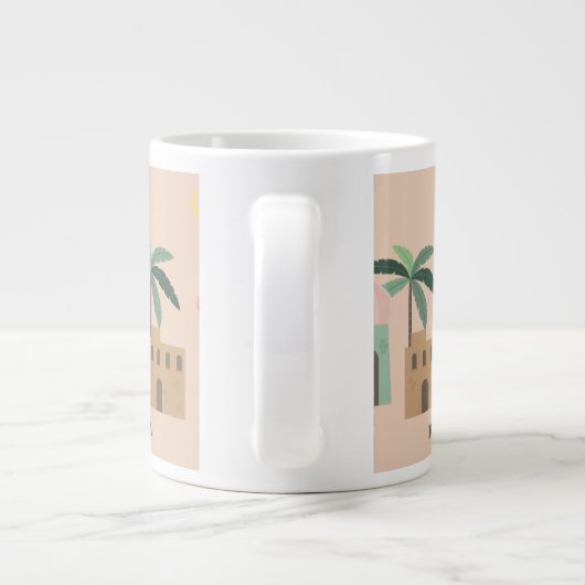 砂漠をテーマにしたアラビアンナイトパーソナライズされたの名前 ジャンボコーヒーマグカップ (裏面)