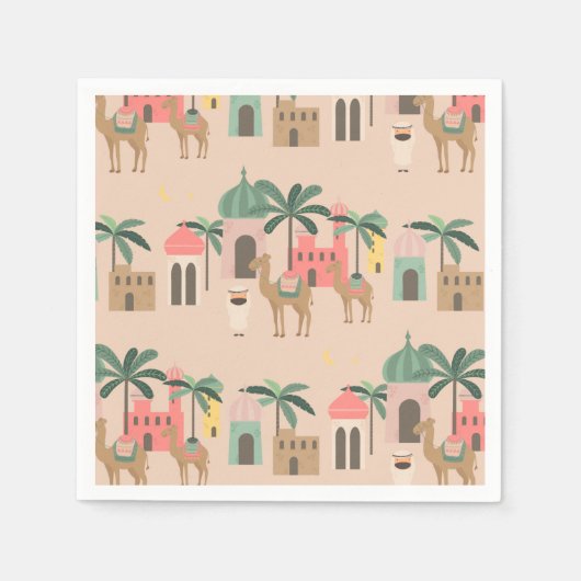 砂漠をテーマにしたベビーシャワーパーティー紙 スタンダードカクテルナプキン (正面)