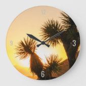 砂漠をテーマにしたホームデコールとサボテンの写真 ラージ壁時計 (正面)