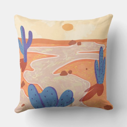 砂漠を絵を描通る クッション (裏面)
