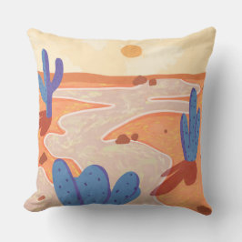 砂漠を絵を描通る クッション