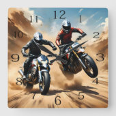 砂漠を走り回るゴミ自転車 スクエア壁時計 (正面)