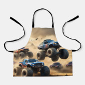 砂漠を走り回るモンスタートラック エプロン (正面)