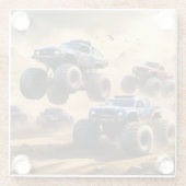 砂漠を走り回るモンスタートラック ガラスコースター (裏面)