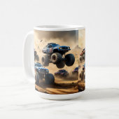 砂漠を走り回るモンスタートラック コーヒーマグカップ (正面左)