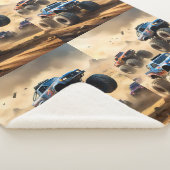 砂漠を走り回るモンスタートラック シェルパブランケット (3/4)
