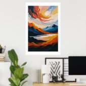 砂漠インスパイア抽象芸術 ポスター (ホームオフィス)