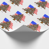 砂漠カモフラージクリスマスツリーとアメリカ国旗 ラッピングペーパー (角)