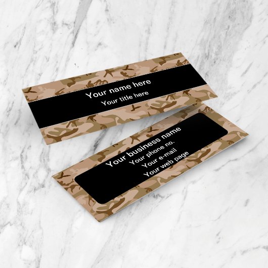 砂漠カモフラージパターン、軍隊パターン、陸軍 スキニー名刺