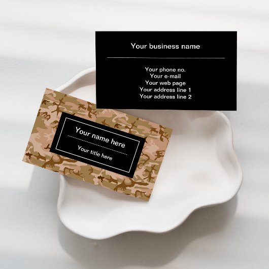 砂漠カモフラージパターン、軍隊パターン、陸軍 名刺