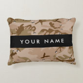 砂漠カモフラージュの小石、あなたの名前、パーソナライズ アクセントクッション (正面)