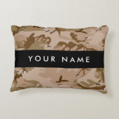 砂漠カモフラージュの小石、あなたの名前、パーソナライズ アクセントクッション (裏面)