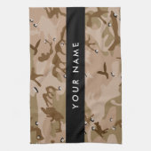 砂漠カモフラージュの小石、あなたの名前、パーソナライズ キッチンタオル (縦)