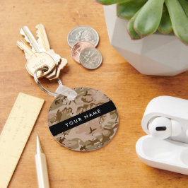 砂漠カモフラージュの小石、あなたの名前、パーソナライズ キーホルダー