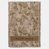 砂漠カモフラージュの小石、あなたの名前、パーソナライズ スローブランケット (正面縦)