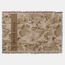 砂漠カモフラージュの小石、あなたの名前、パーソナライズ スローブランケット