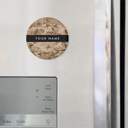 砂漠カモフラージュの小石、あなたの名前、パーソナライズ マグネット (インサイチュ (冷蔵庫))