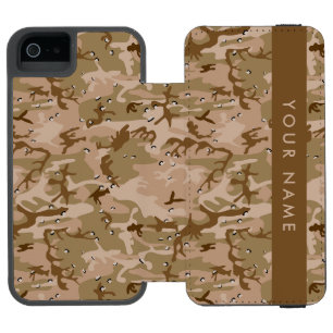 砂漠カモフラージュの小石、あなたの名前、パーソナライズ iPhone SE/5/5sウォレットケース