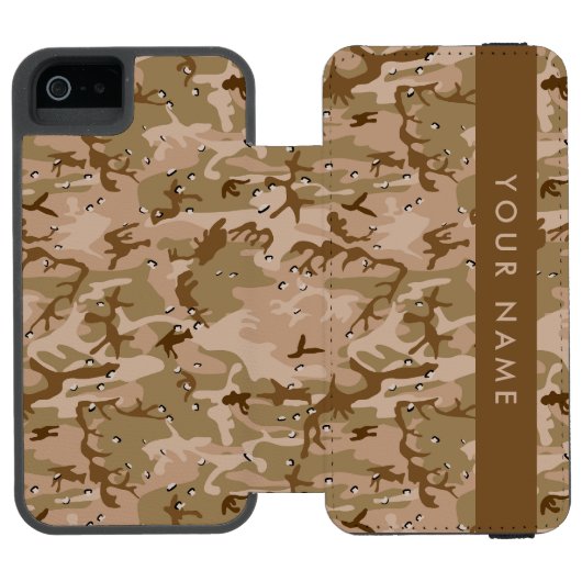 砂漠カモフラージュの小石、あなたの名前、パーソナライズ INCIPIO iPhoneウォレットケース (フォリオ Open)