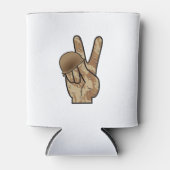 砂漠カモフラージュの手勝利/平和サイン 缶クーラー (正面)