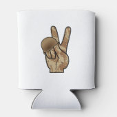 砂漠カモフラージュの手勝利/平和サイン 缶クーラー (裏面)