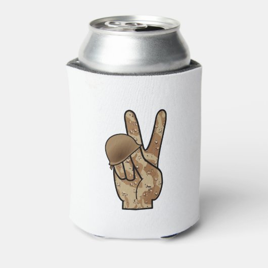 砂漠カモフラージュの手勝利/平和サイン 缶クーラー (缶裏面)