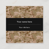 砂漠カモフラージュ小石、軍隊パターン、陸軍 スクエア名刺 (裏面)