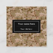 砂漠カモフラージュ小石、軍隊パターン、陸軍 スクエア名刺 (裏面)