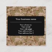 砂漠カモフラージュ小石、軍隊パターン、陸軍 スクエア名刺 (正面)