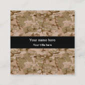 砂漠カモフラージュ小石、軍隊パターン、陸軍 スクエア名刺 (裏面)