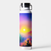 砂漠カラフルの夕日 ウォーターボトル (背面)