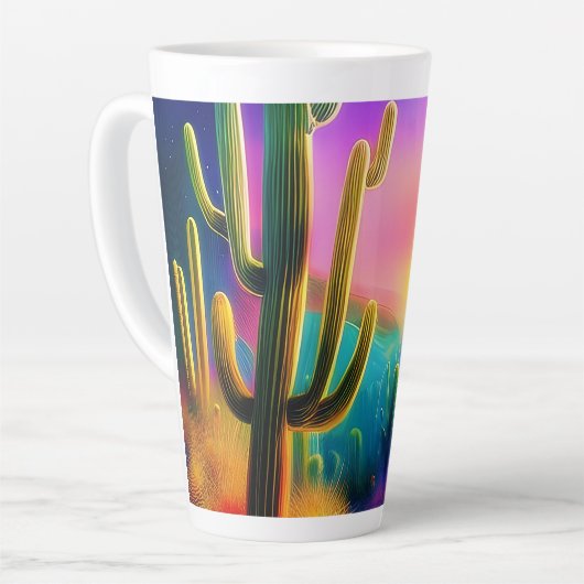 砂漠カラフルの夕日 カフェラテマグ (左アングル)