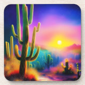 砂漠カラフルの夕日 コースター (正面)