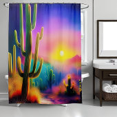 砂漠カラフルの夕日 シャワーカーテン