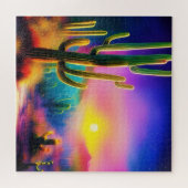 砂漠カラフルの夕日 ジグソーパズル (横)