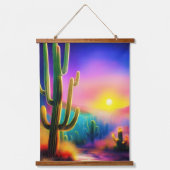 砂漠カラフルの夕日 吊り下げ型タペストリー (正面)