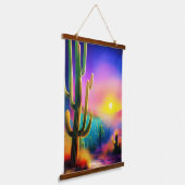 砂漠カラフルの夕日 吊り下げ型タペストリー (傾斜あり)