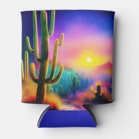 砂漠カラフルの夕日 缶クーラー (正面)