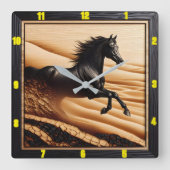 砂漠ガロプ：チャレッド・グレイン・アラビア スクエア壁時計 (正面)