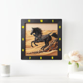 砂漠ギャロップチャーレッド穀物時代のタイムキーパー スクエア壁時計 (ホーム)