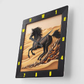 砂漠ギャロップチャーレッド穀物時代のタイムキーパー スクエア壁時計 (傾斜)