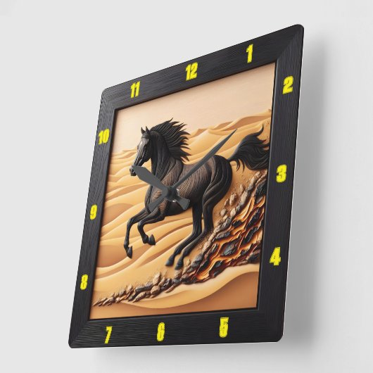 砂漠ギャロップチャーレッド穀物時代のタイムキーパー スクエア壁時計 (傾斜)