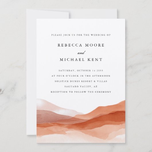 砂漠グラデーションテラコッタラストウォーター結婚カラー 招待状 (正面)