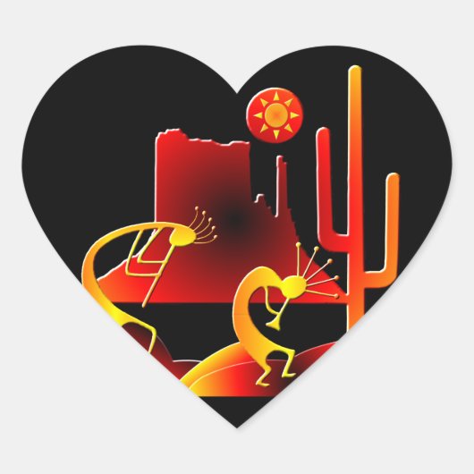 砂漠ココペリ ハートシール (正面)