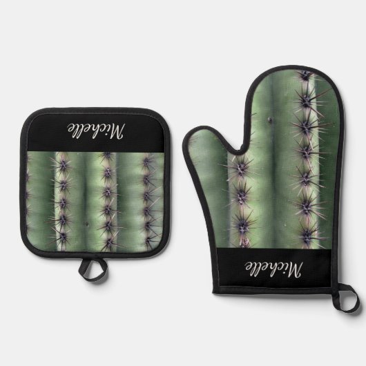 砂漠サグアーロサボスエレガント南西 鍋つかみ&鍋敷きセット (正面)